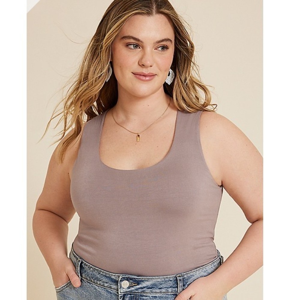 Maurices Mauve Simply Smooth Double Layer Scoop Neck Tank Top - 1x